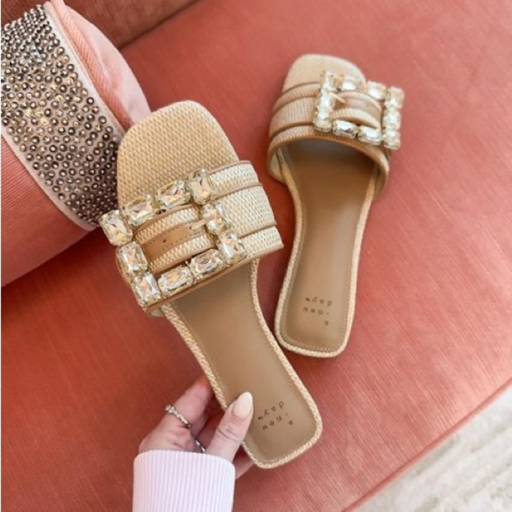 Rhinestone Buckle Slide Sandals from A New Day NWT sz7